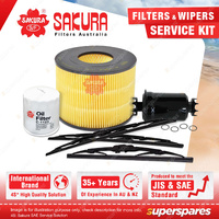 Sakura Front Rear Wiper Blades+Filter Service Kit for Toyota Landcruiser RZJ95R