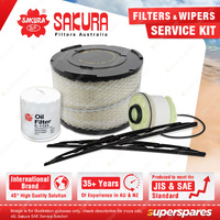 Sakura Front Wiper Blades & Filter Service Kit for Toyota Hilux KUN16 KUN26 3.0L