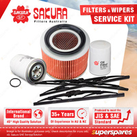 Front + Rear Wiper Blades & Filter Service Kit for Nissan Patrol GU 4.2L 99-07