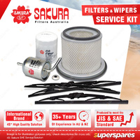 Sakura Front + Rear Wiper Blades & Filter Kit for Nissan Patrol GU 4.8L 01-07