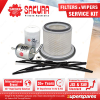 Sakura Front Wiper Blades & Filter Service Kit for Nissan Patrol GU 4.8L 01-07