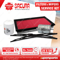 Sakura Front Wiper Blades & Filter Service Kit for Holden Commodore VL 3.0L