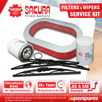 Front + Rear Wiper Blades & Filter Service Kit for Nissan Patrol GU 4.2L 98-00