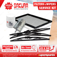 Sakura Front Rear Wiper Blades & Filter Service Kit for Holden Commodore VK LL9