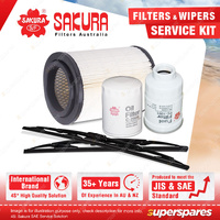 Sakura Front Wiper Blades & Filter Service Kit for Kia K2700 PU 2.7L 2005-2008