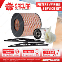 Sakura Front Wiper Blades & Filter Kit for Toyota Hilux RN110 2.4L Twin Carb