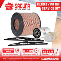 Sakura Front Wiper Blades & Filter Service Kit for Toyota Hilux RN110 2.4L 88-97