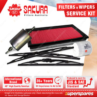 Sakura Front + Rear Wiper Blades & Filter Service Kit for Holden Commodore VT VX