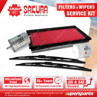 Sakura Front Wiper Blades & Filter Service Kit for Holden Commodore VN 3.8L