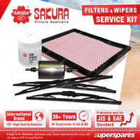 Sakura Front Rear Wiper Blades+Filter Service Kit for Holden Commodore VT VX VY