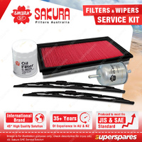 Sakura Front Wiper Blades & Filter Service Kit for Nissan Navara D22 3.0L 3.3L