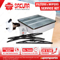 Sakura Front + Rear Wiper Blades & Filter Kit for Mitsubishi Pajero QA 2.0L