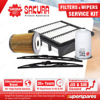 Sakura Front Wiper Blades & Filter Service Kit for Hyundai i30 FD 1.6L 2008-2012