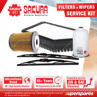 Sakura Front Wiper Blades & Filter Service Kit for Hyundai Accent RB 1.6L 12-On