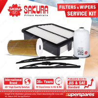 Sakura Front Wiper Blades & Filter Service Kit for Hyundai ix35 LM 2.0L 10-15