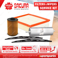Sakura Front Wiper Blades & Filter Service Kit for BMW 530i 540i E34 3.0L 4.0L