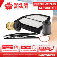 Sakura Front Wiper Blades & Filter Service Kit for Holden Captiva CG 2.2L 12-On