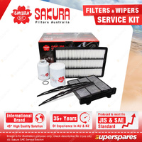 Sakura Front Wiper Blade & 4WD Filter Service Kit for Mitsubishi Pajero NS NT NW