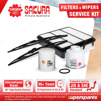 Sakura Front Wiper Blades & Filter Service Kit for Mitsubishi Challenger PB 2.5L