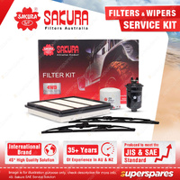 Sakura Front Wiper Blades & Filter Service Kit for Mitsubishi Triton MK 3.0L
