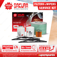 Sakura Wiper Blades & Filter Service Kit for Toyota Landcruiser HDJ79R HZJ78R 79