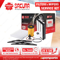 Sakura Front Wiper Blades+Oil Air Fuel Filter for Toyota Landcruiser VDJ76 78 79