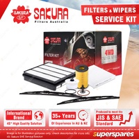 Sakura Wiper Blades & Filter Service Kit for Toyota Landcruiser VDJ200R 07-19