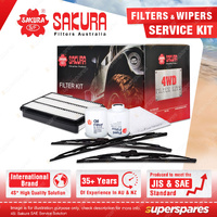 Sakura Front + Rear Wiper Blades & 4WD Filter Kit for Landcruiser Prado KZJ120R