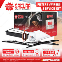 Sakura Front Rear Wiper Blades & Filter Kit for Toyota Landcruiser Prado GRJ120R