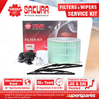 Sakura Front Wiper Blades & Filter Service Kit for Toyota Landcruiser FZJ75RP