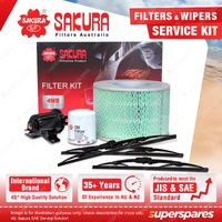 Sakura Front Rear Wiper Blades+Filter Service Kit for Toyota Landcruiser FZJ80R