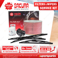 Sakura Front Rear Wiper Blades+Filter Service Kit for Toyota Landcruiser FZJ105R