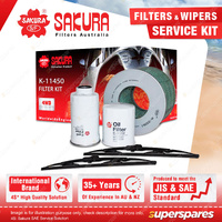 Sakura Front Wiper Blades & Filter Service Kit for Toyota Landcruiser HDJ80 4.2L