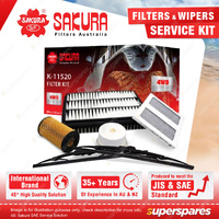 Sakura Front Wiper Blades & 4WD Filter Service Kit for Landcruiser VDJ76 78 79