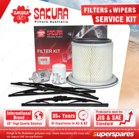 Sakura Front Rear Wiper Blades+Filter Service Kit for Nissan Patrol GU 4.5L 4.8L