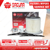 Sakura Front Wiper Blades & Filter Service Kit for Nissan Patrol GU 4.5L 4.8L