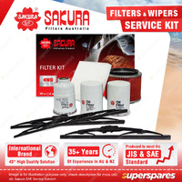 Front Rear Wiper Blades & 4WD Filter Service Kit for Nissan Patrol GU 4.2L 04-07