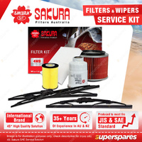 Sakura Front Rear Wiper Blades & 4WD Filter Service Kit for Nissan Patrol GU 3.0