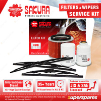 Sakura Front + Rear Wiper Blades & Filter Service Kit for Nissan Patrol GU 2.8L