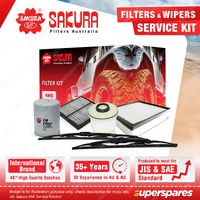 Sakura Front Wiper Blades & 4WD Filter Service Kit for Mitsubishi Triton MQ 2.4L