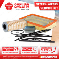 Sakura Front Rear Wiper Blades & Filter Service Kit for Ssangyong Musso 601 3.2L