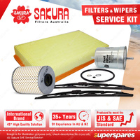 Sakura Front Wiper Blades & Filter Service Kit for BMW 325I E36 2.5L 1991-1995
