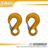 2 Pcs TAG Eye Sling Hook - G80 10mm 3.15T Rated Hook Yellow Painted Finish