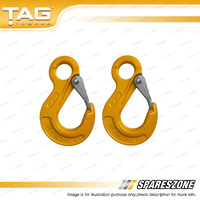 2 Pcs TAG Eye Sling Hook G80 Heat-Treated Alloy Steel 8mm 2T Yellow Powder Coat