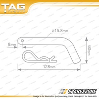 TAG Hitch Pin & R-Clip - Suit Class 4 Towbar Zinc Plated 15.8mm Diameter Pin