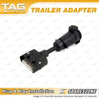 TAG Trailer Adapter - 7 Pin Flat Plug to 7 Pin Large Round Socket
