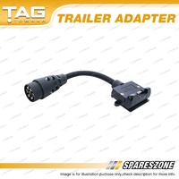 TAG Trailer Adaptor - 7 Pin Euro To 7 Pin Flat 300mm Long Trailer Accessory