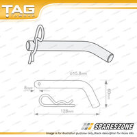 TAG Hitch Pin & R-Clip - 15.8mm 5/8" Diameter Pin Zinc Plated Steel