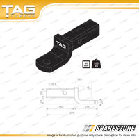TAG Tow Ball Mount - Pin to Ball 143mm Long 2500kg Gross Trailer Weight