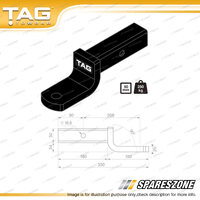TAG Tow Ball Mount - Pin to Ball 208mm Long 2500kg Gross Trailer Weight